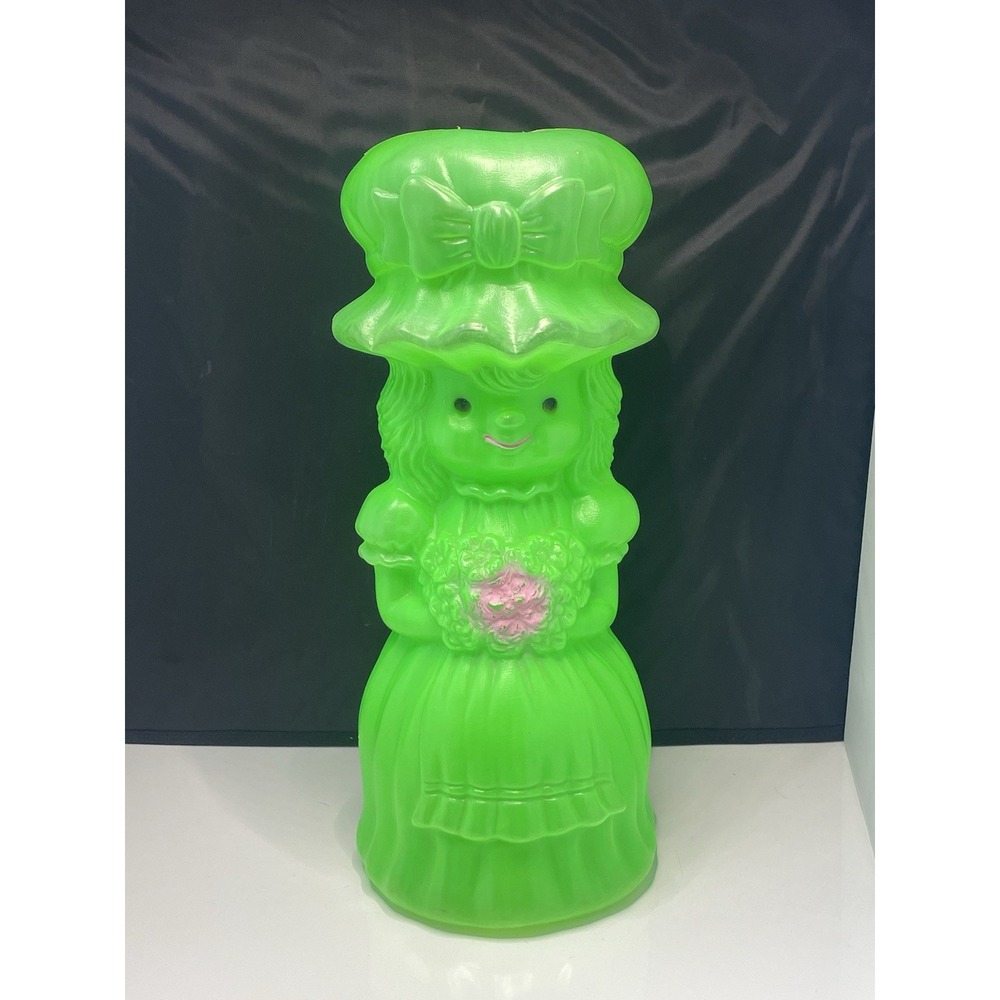 AJ Renzi Coin Bank Vintage Blow Mold‎ Green Flower Girl 16" No. 1974